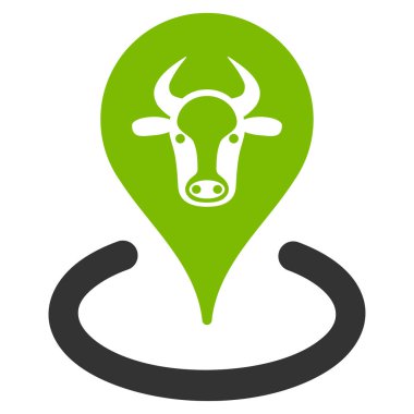 Sığır konum düz vektör simgesi