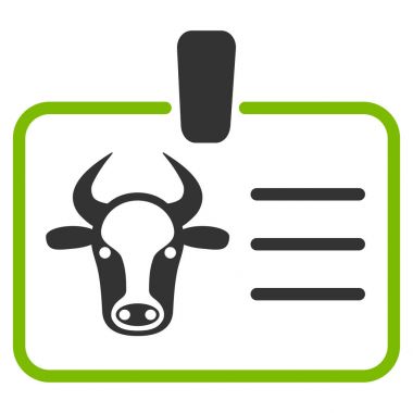 İnek rozet düz vektör simgesi