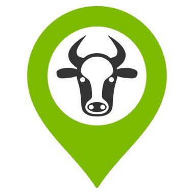 İnek harita işaretleyici düz vektör simgesi
