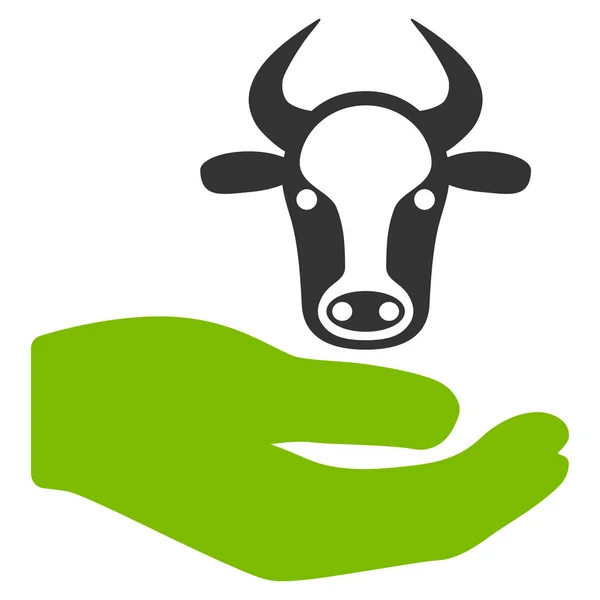 Cow Care Hand Flat Vector Icon — Stock Vector