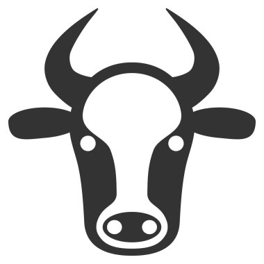 İnek kafa düz vektör simgesi