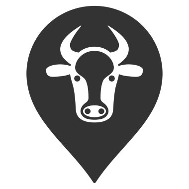 İnek harita işaretçi düz vektör simgesi