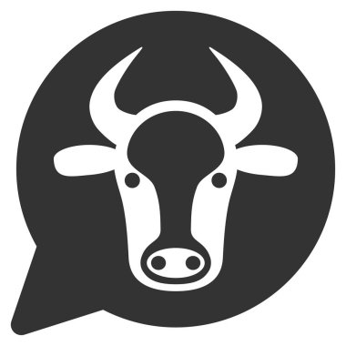 İnek ileti balon düz vektör simgesi