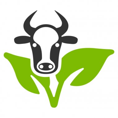 Boğa ve bitki düz vektör simgesi