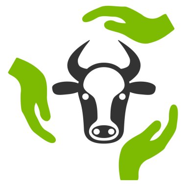 İnek Bakımı el düz vektör simgesi