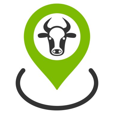 İnek yer düz vektör simgesi