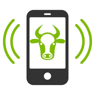 İnek mobil denetim düz vektör simgesi