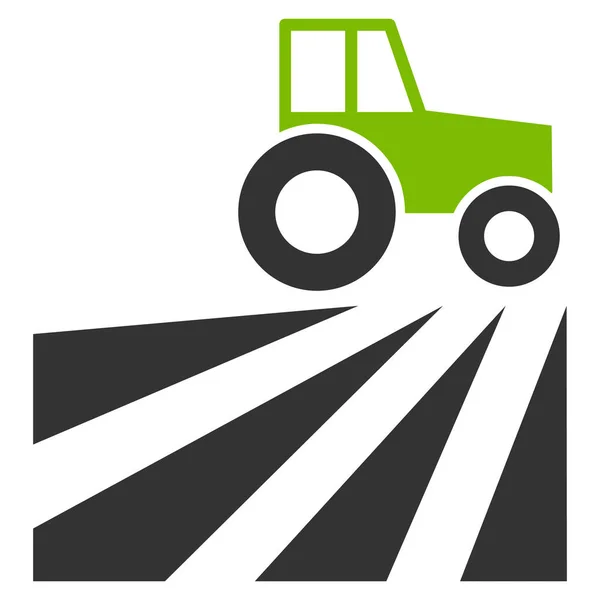 Farm Field With Tractor Flat Vector Icon — Stock Vector