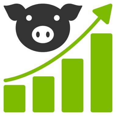 Grafik düz vektör simgesi büyüyen domuz