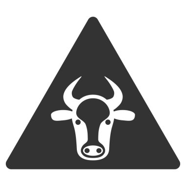 İnek uyarı düz vektör simgesi