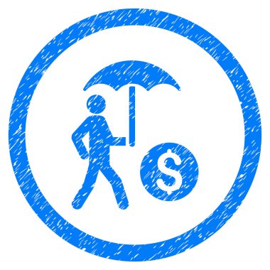 Şemsiyesi altında yürüyen işadamı grenli simgesi yuvarlak