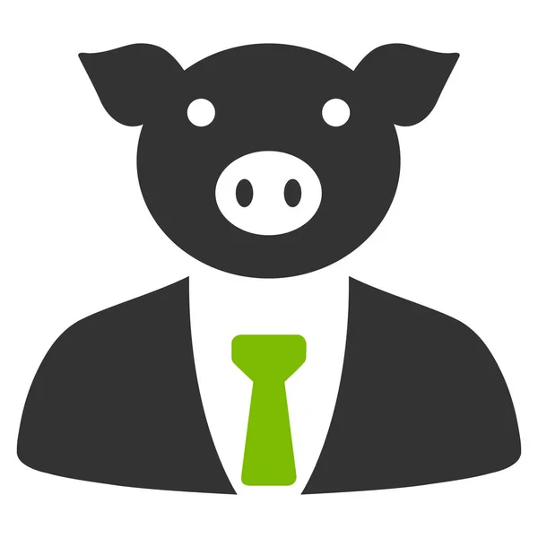 Pig Boss Flat Vector Icon — Stock Vector