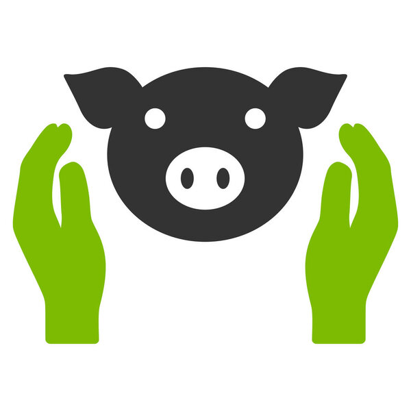 Pig Care Hands Flat Vector Icon