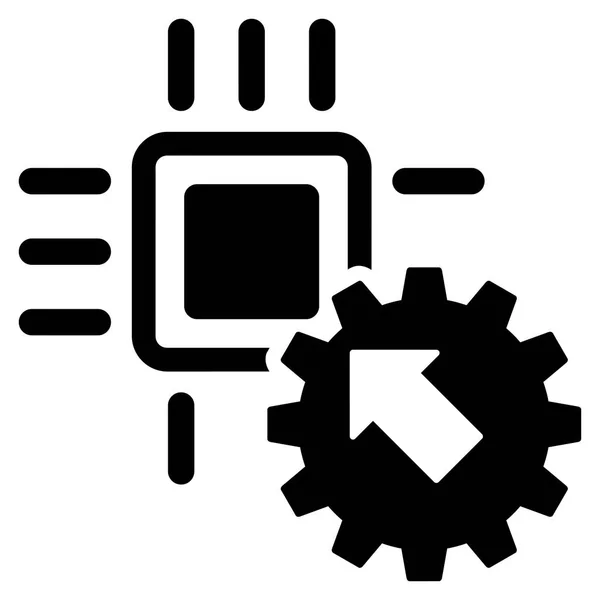 Processador Hitech e ícone de vetor plano de integração de engrenagens — Vetor de Stock