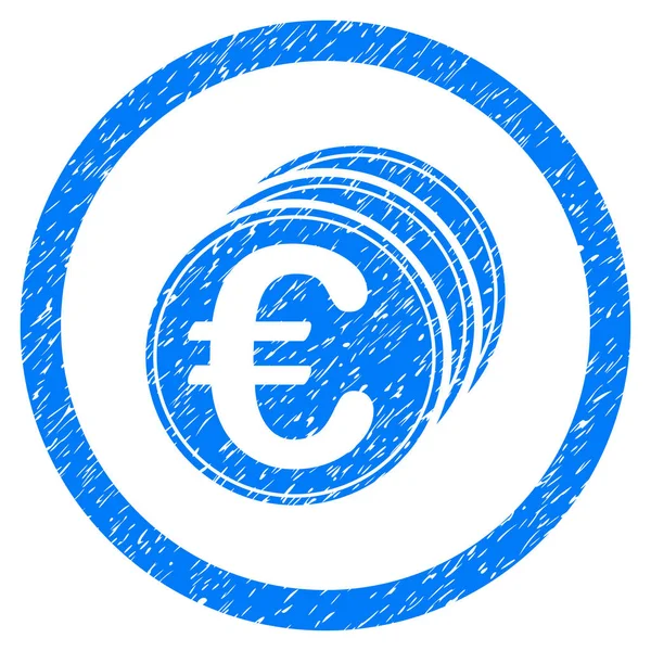 Euro moedas arredondadas ícone de borracha carimbo —  Vetores de Stock