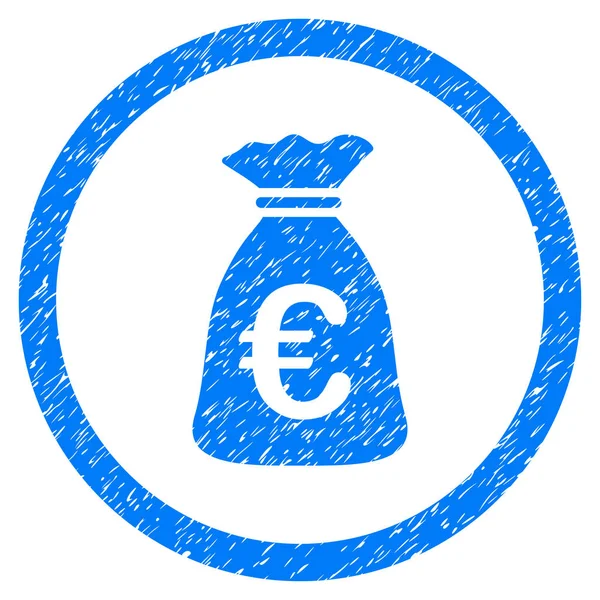 Євро Грошова сумка Кругла іконка гумовий штамп — стоковий вектор