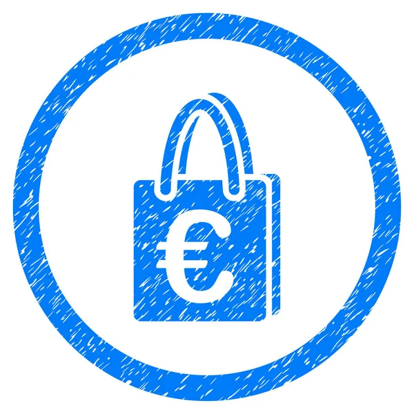 Euro bolsa redondeada icono sello de goma — Archivo Imágenes Vectoriales
