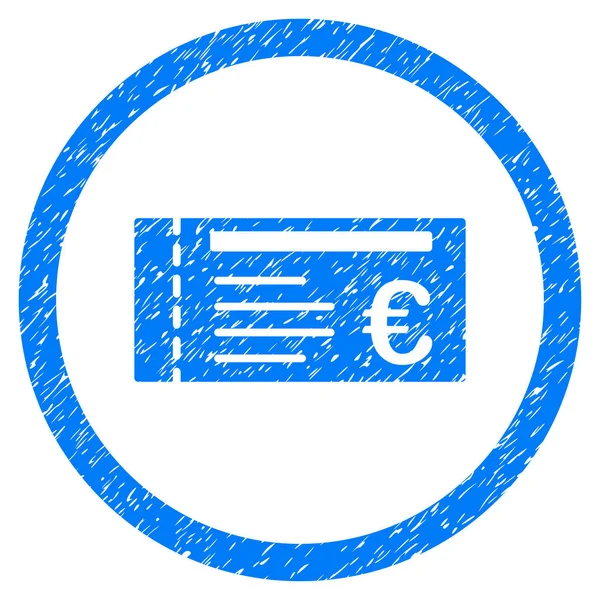 Euro Ticket Rounded Icon Rubber Stamp — Stock Vector