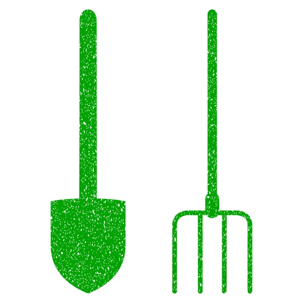 Pitchfork And Shovel Tools Icon Grunge Watermark — Stock Vector