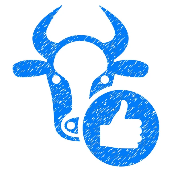 Pulgar la vaca hacia arriba Icono Grunge marca de agua — Vector de stock