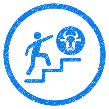 İnek için tırmanma kişi grenli simgesi yuvarlak