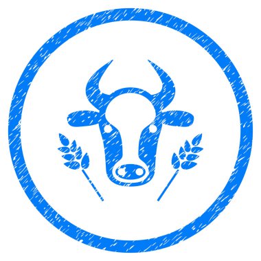 İnek ve buğday tarım grenli simgesi yuvarlak