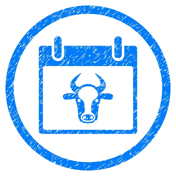 Krowa kalendarz Strona zaokrąglone ziarniste ikona — Wektor stockowy