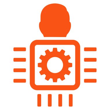 Cyborg işlemci düz vektör simgesi