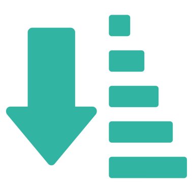 Aşağı ok düz vektör simge sıralama