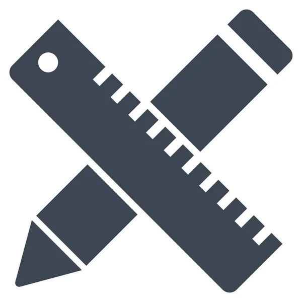 Pen en liniaal ontwerpgereedschappen platte Vector Icon — Stockvector