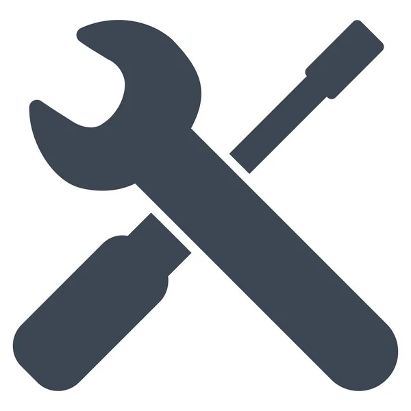 Schraubenschlüssel und Schraubendreher Werkzeuge flache Vektorsymbol — Stockvektor