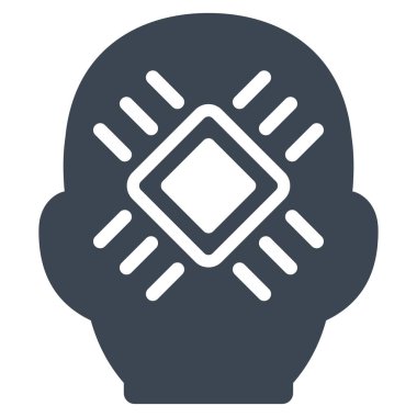 Cyborg kafa düz vektör simgesi