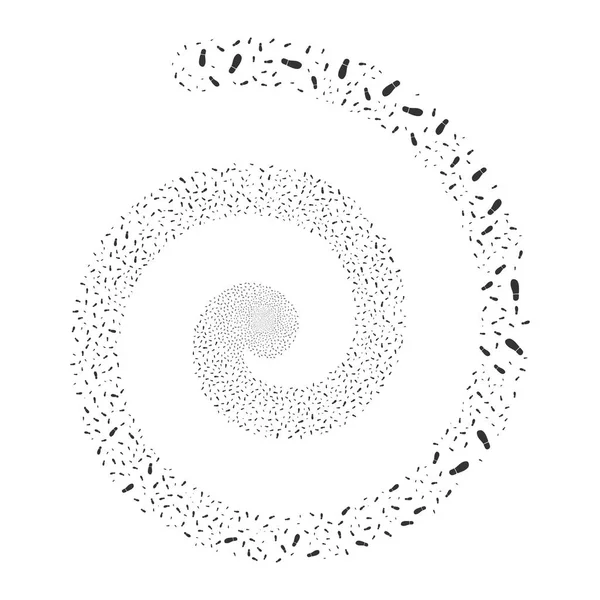 ブートの足跡花火スパイラル — ストックベクタ