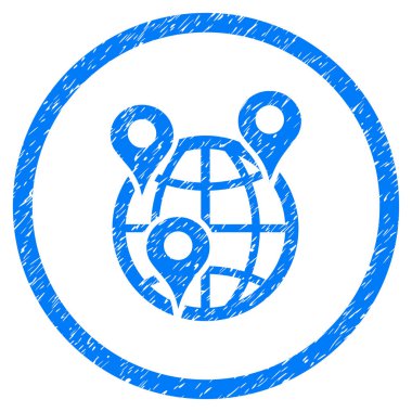 Küresel şirket dalları grenli simgesi yuvarlak