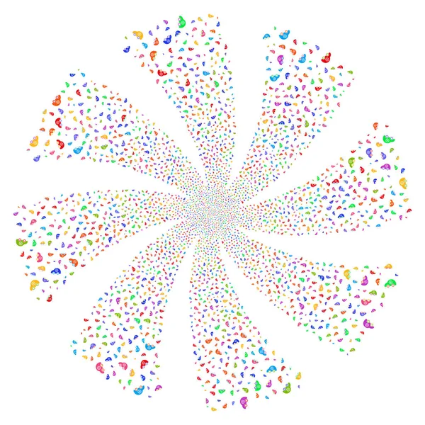 Karetka samochodów fajerwerków wirowa rotacji — Wektor stockowy