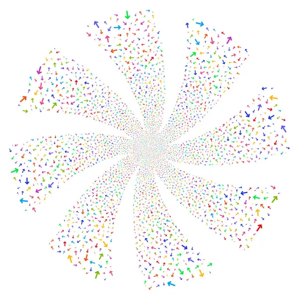 Pfeil Richtung Feuerwerk wirbelt Rotation — Stockvektor