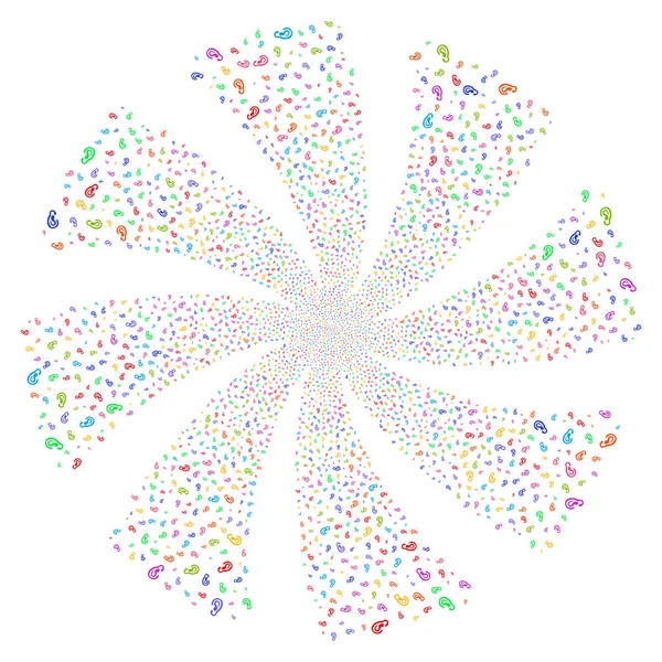 Fuegos artificiales de oído Giro de rotación — Archivo Imágenes Vectoriales