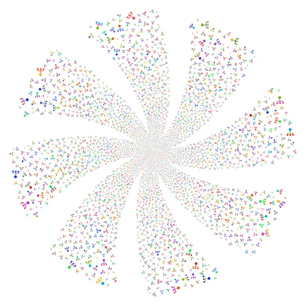 Hierarchie aplikace Fireworks spirála rotace — Stockový vektor