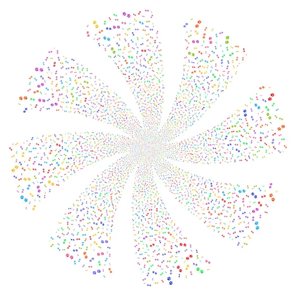 Łapa Footprints fajerwerki wirowa rotacji — Wektor stockowy