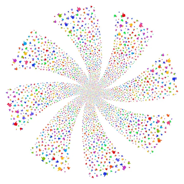 Degetul mare sus focuri de artificii Swirl Floare — Vector de stoc