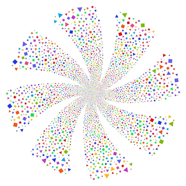 Trianglar och kvadrater fyrverkerier snurra blomma — Stock vektor