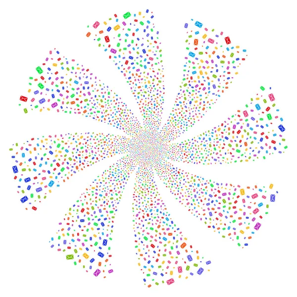 Mail kuvertet fyrverkerier virvel blomma — Stock vektor