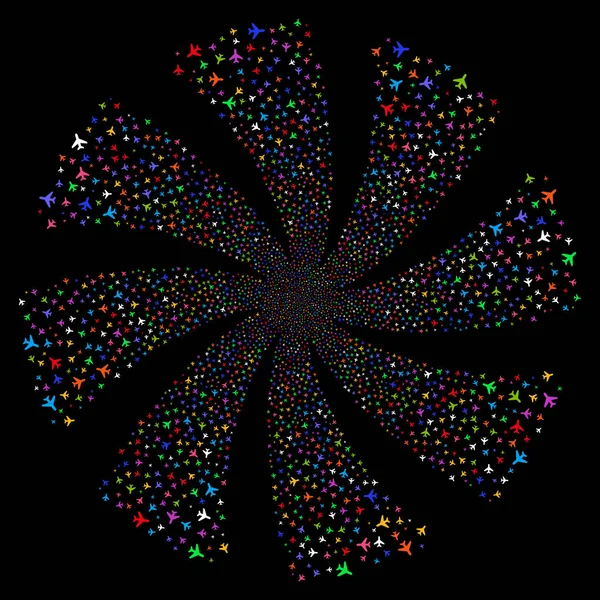 Powietrze samolot fajerwerki wirowa kwiat — Wektor stockowy
