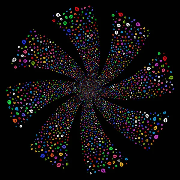 Mapa bancario Marcador Fuegos artificiales Remolino Flor — Vector de stock