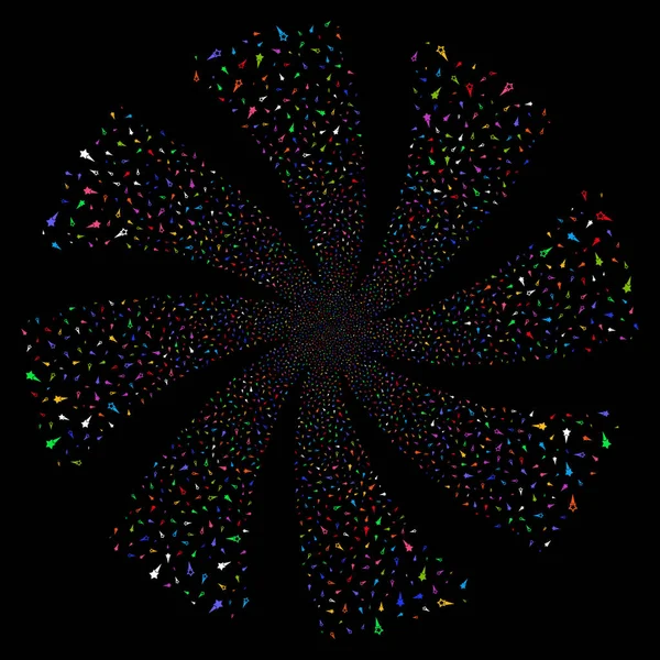 Confetti Stars Fireworks Swirl Flower — Stock Vector