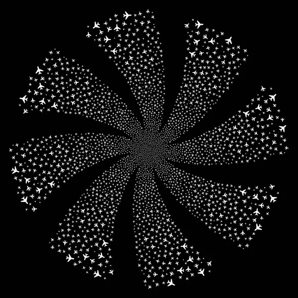 Air Plane Fireworks Swirl Flower — Stock Vector