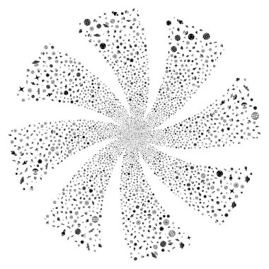 Uzay teknolojisi sembolleri havai fişek girdap çiçek