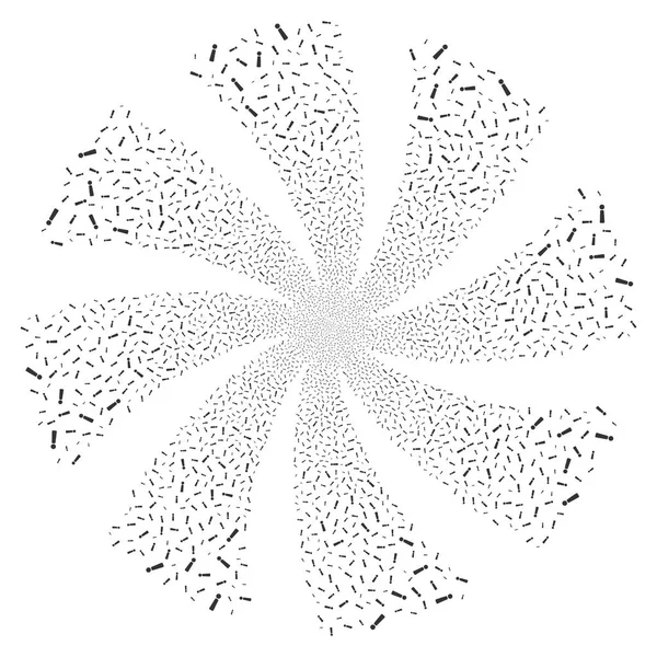Sinal de Exclamação Fogos de artifício Rotação de redemoinho —  Vetores de Stock