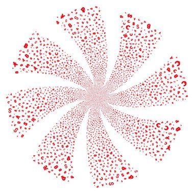 Para birimi simgeleri havai fişek girdap döndürme