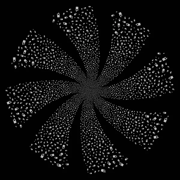 Cell Phone Fireworks Swirl Rotation — Stock Vector